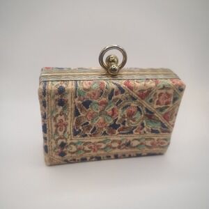 Vintage Fabric Trinket Box Bag Japan Playing Card Holder Purse Whimsical Clutch